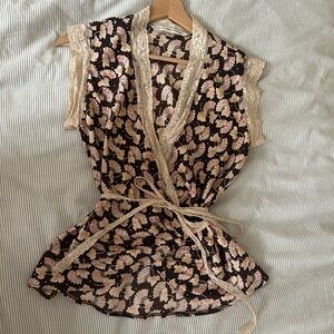 Diane Von Furstenberg Floral Silk Wrap Top